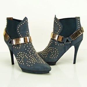 Jeffrey Campbell Gold Studded Ankle Heeled Booties